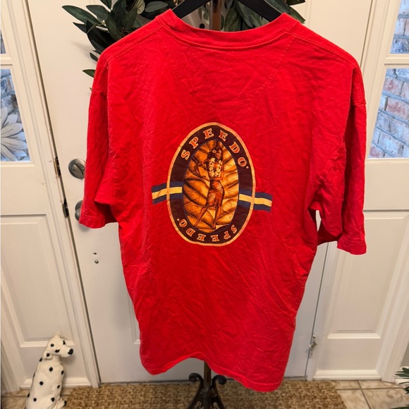 Speedo Red Hawaiian Girl Graphic Print Tee T Shirt SS L - Picture 2 of 6